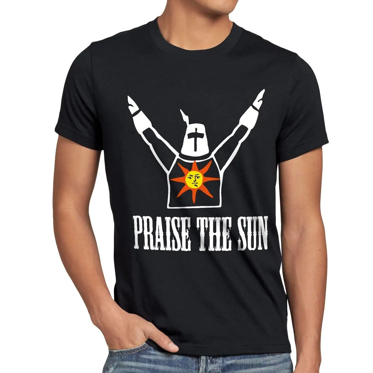 Praise The Sun Herren T-Shirt Dark Sunbro Solaire Souls Gwyn Sonnen Ritter Bro T Shirts Short Sleeve Top Tee Dress | Мужская одежда