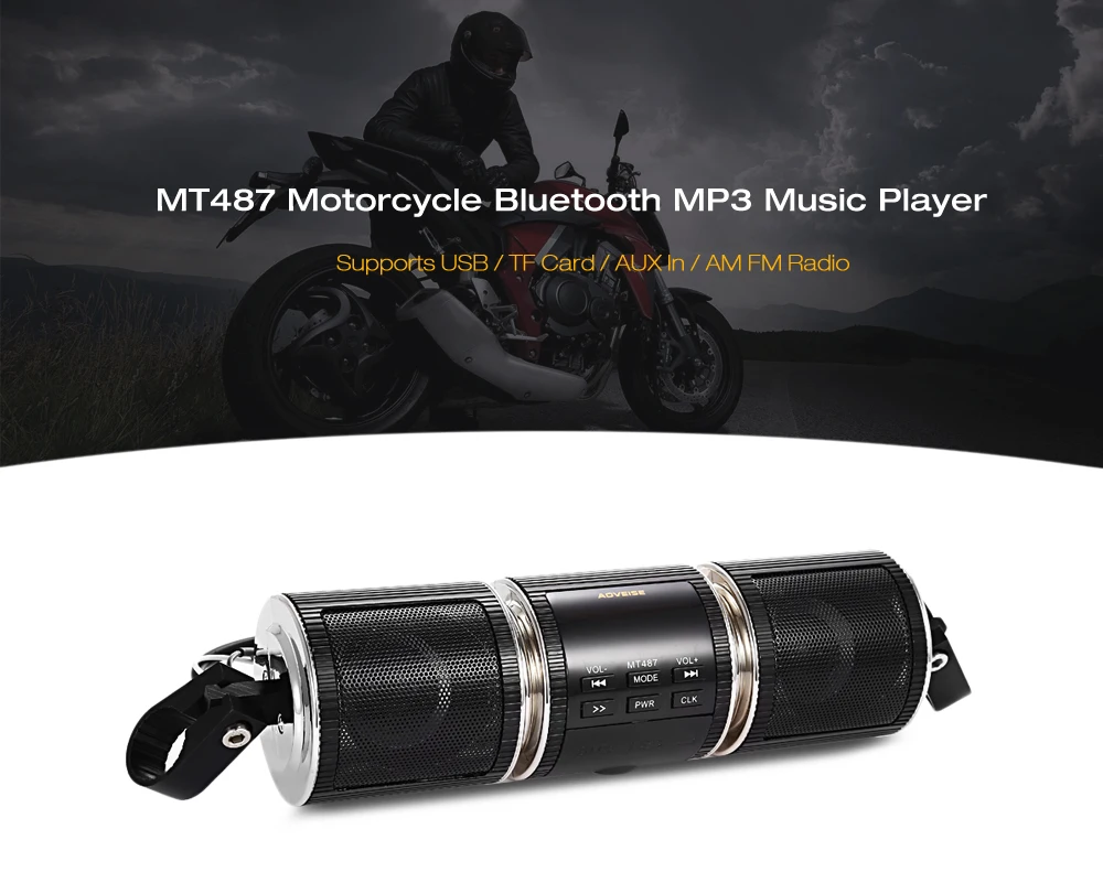 Мотоцикл MP3 музыкальный плеер Bluetooth водонепроницаемый светодиодный стерео динамик FM радио регулируемый кронштейн