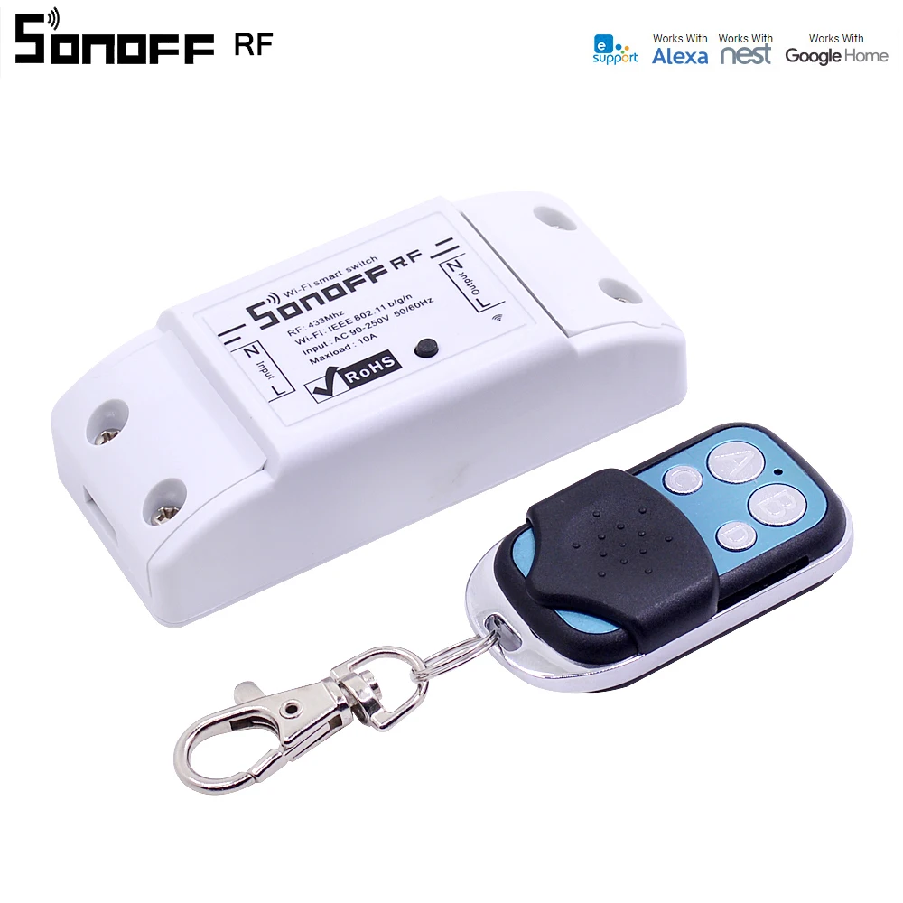 

Sonoff RF WiFi Smart Switch DIY Wireless Smart Home Automation Modules 433Mhz Remote Controller Work with Nest Alexa Google