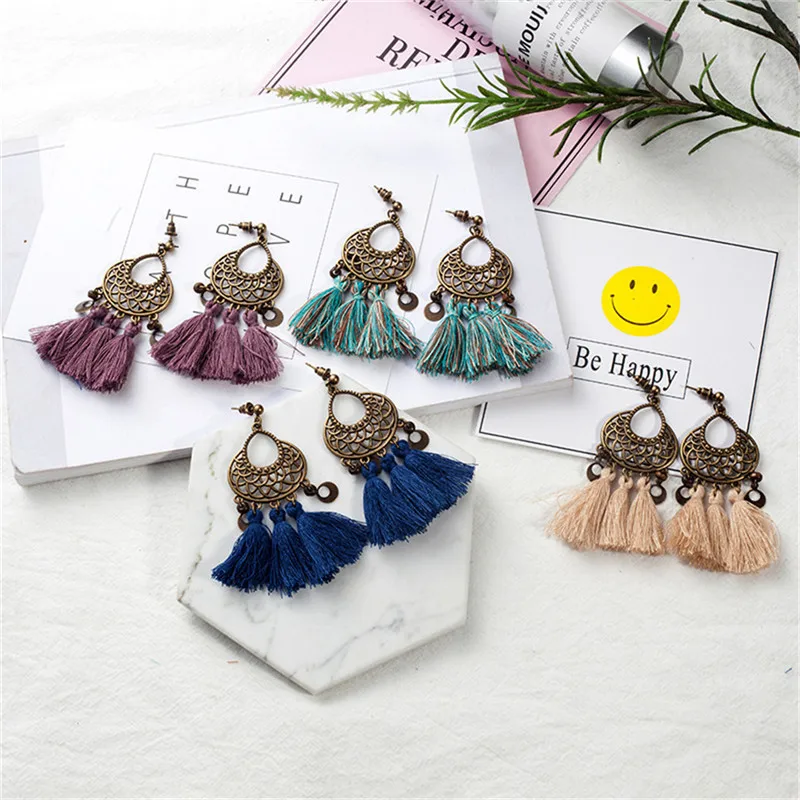 

High Grade Vintage Bohemian Style Drop Tassels Pendant Earrings For Women Dangle Ear Jewelry Gift