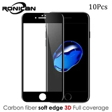 10 шт. для iPhone Xs 6 7 Plus, защитная пленка для экрана телефона 9 H, 3D изогнутое углеродное волокно с мягкими краями, закаленное стекло для iPhone 8 8 Plus