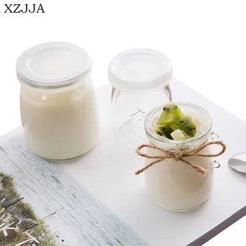 

XZJJA 100/200ml Portable Household Lucency Yogurt Bottle Party Mousse Jelly Pudding Cup Drinking Milk Glass Bottle Seasoning Jar