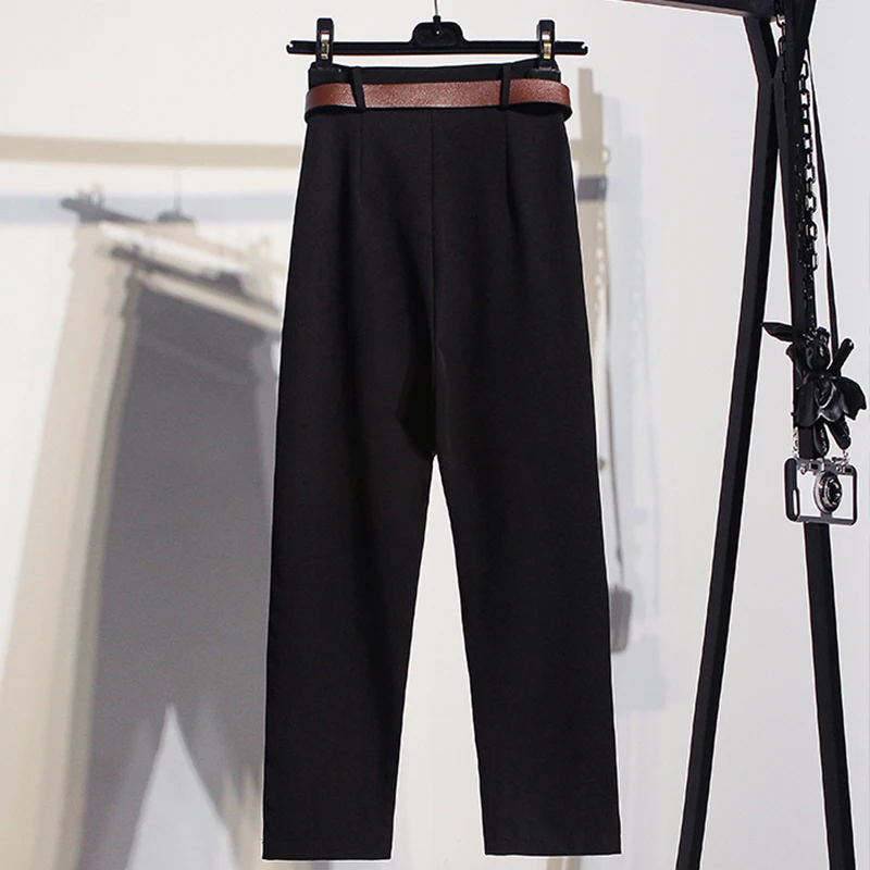 Женский офисный костюм винтажный Свободный Тонкий клетчатый пиджак + штаны