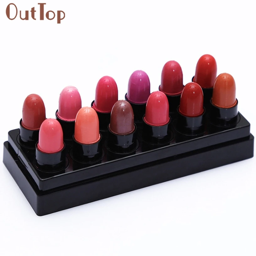 

OutTop Best Deal Good Quality 12pcs/set Waterproof Kiss Proof Lipstick Long Lasting Matte Lipgloss Set Sample Size