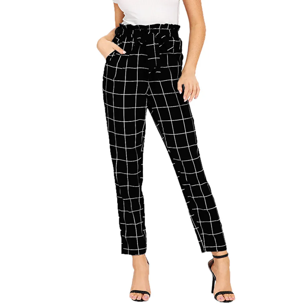 SAGACE Womens Pants Elastic Waist Casual Pants Bandage