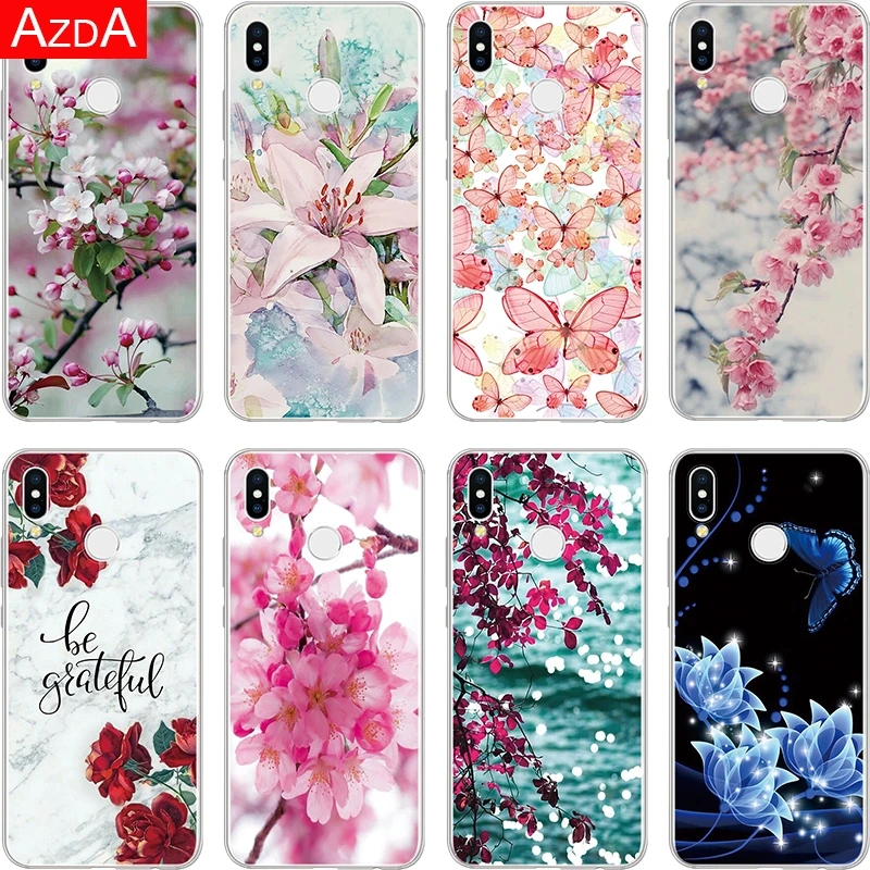 

For Huawei P20 P9 P10 Plus Mate 10 20 Lite Pro P Smart Y7 Pro Y9 2019 Nova 3 3i For Honor 7A 8C 8X 9 10 Lite Silicon Flower Case
