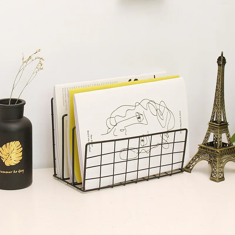 الشمال بسيطة المطاوع الحديد سطح المكتب تخزين الرف الرف ملف مجلة غلاف مكتب رف منظم قرطاسية حامل