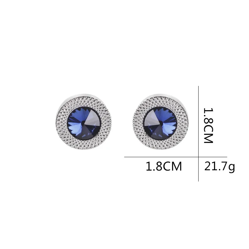 

Blue Zircon Taper Cuff Links Rhinestone silver blue Cufflinks Crystal round Cufflinks Mens Shirt wedding Cuff Button