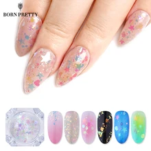 BORN PRETTY AB цветные блестки для ногтей неровные звезды круглые переливающиеся блестки Порошковые украшения для ногтей хром