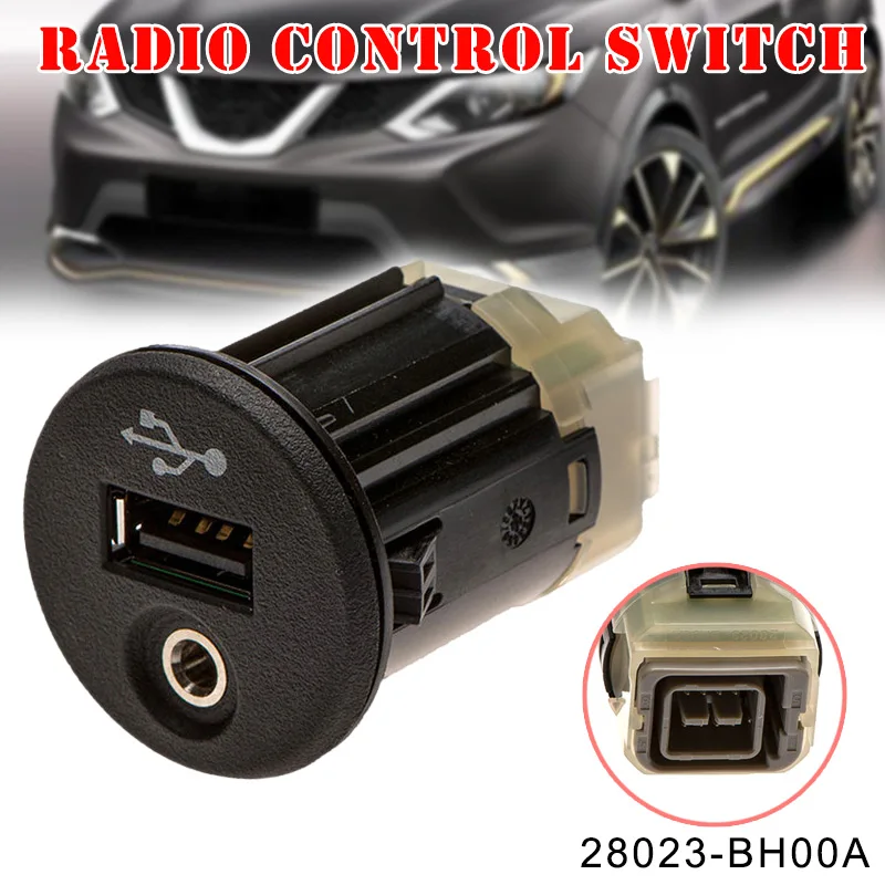 

New 1 Pcs Car USB AUX Port Adapter Jack Plug 28023-BH00A Accessory Durable for Nissan