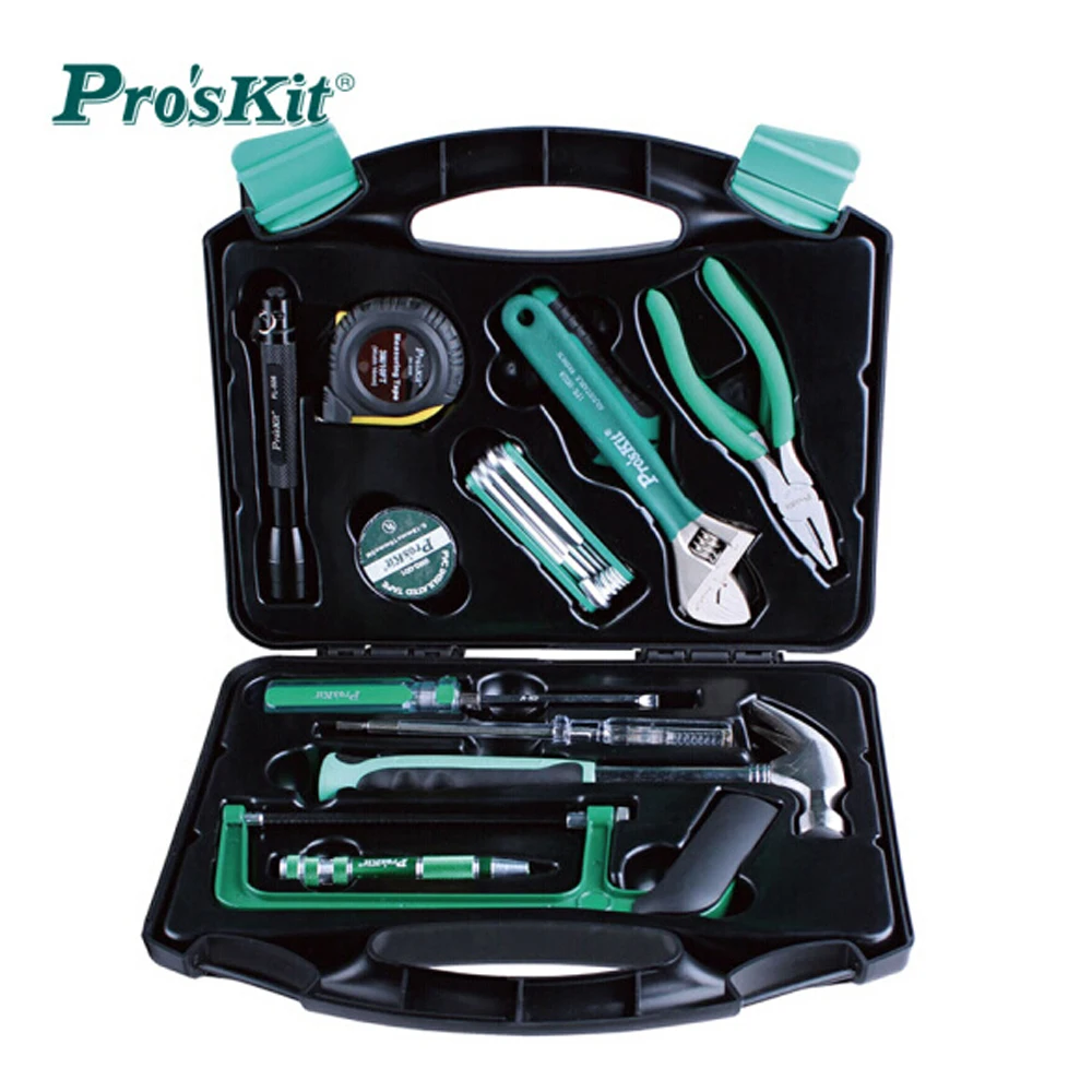 

Pro'skit PK-2028 Household Repair Hand Tool Set Electrician Pliers Driver Bit Set Wrench Tool Kit Tool Box