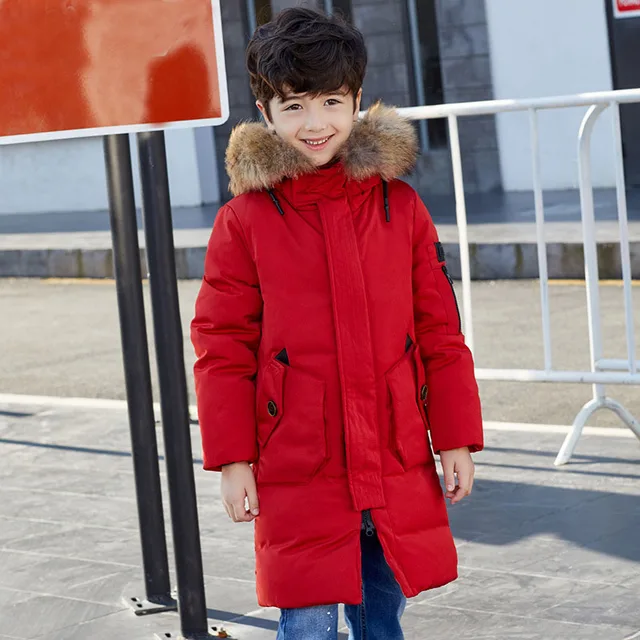 Christmas long warm winter jacket boy duck down big little boys winter