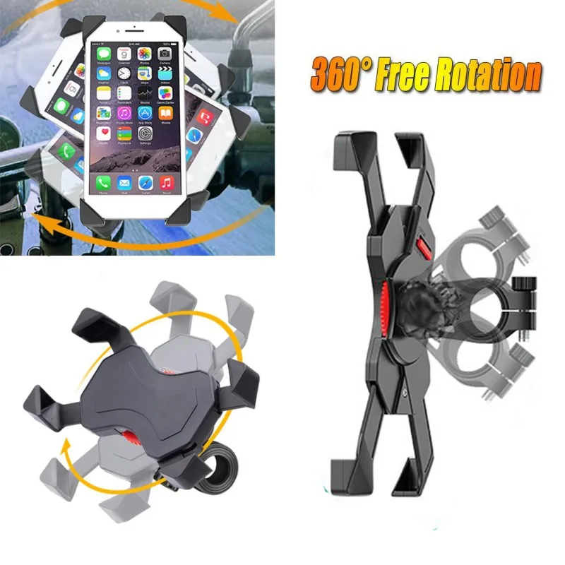 

Rotatable Bicycle Phone Holder Universal Mobile Phone Holder Adjutable Rotating MTB Motorbike Handlebar Clip Stand GPS Mount
