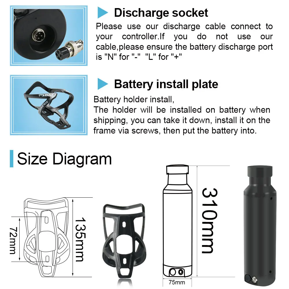 Excellent Mini Bottle 36V 5.2Ah 5.8Ah 6.0Ah 6.8Ah Electric Bike Battery With Charger USB and Bottle Holder for bangfang Tongsheng 250w kit 3