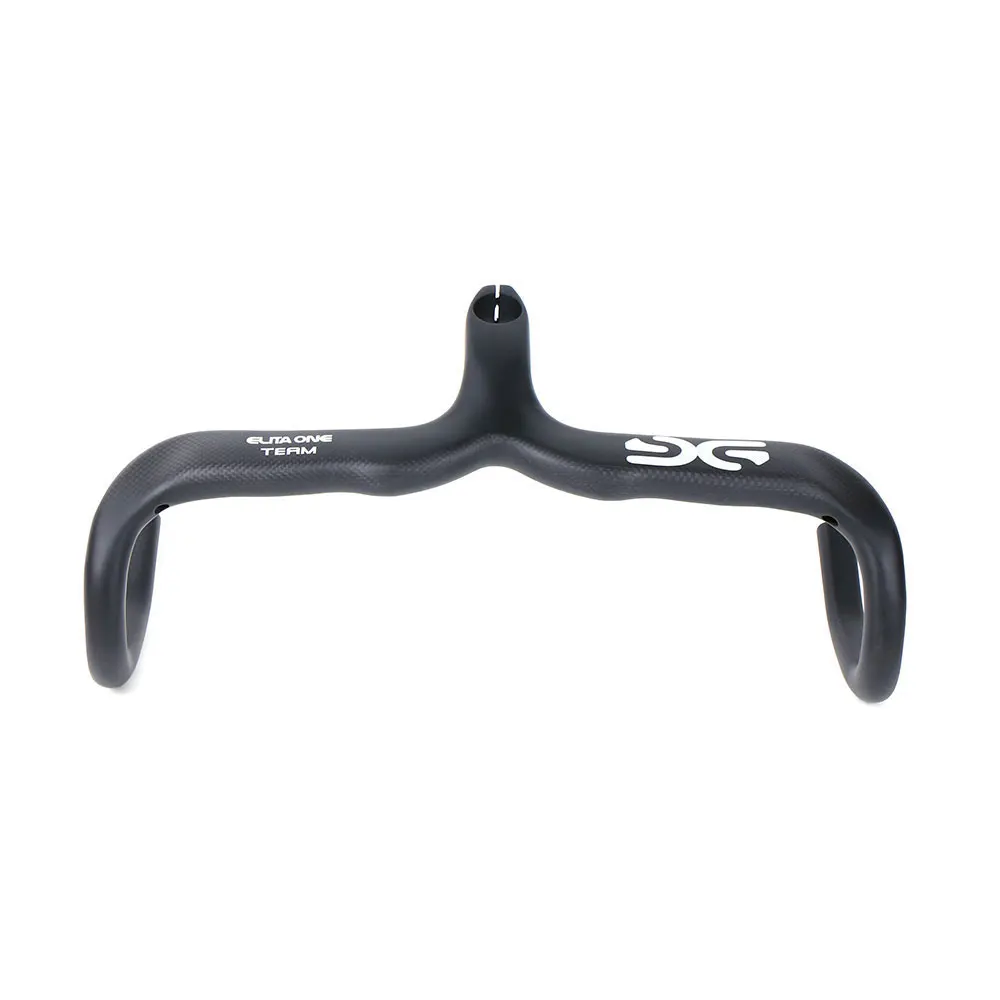 

Elitaone Full Carbon Fibre Stem Handlebar Road Bicycle Racing Drop Integrated Bar Handlebar 400-440mm*90-120mm Silver Color