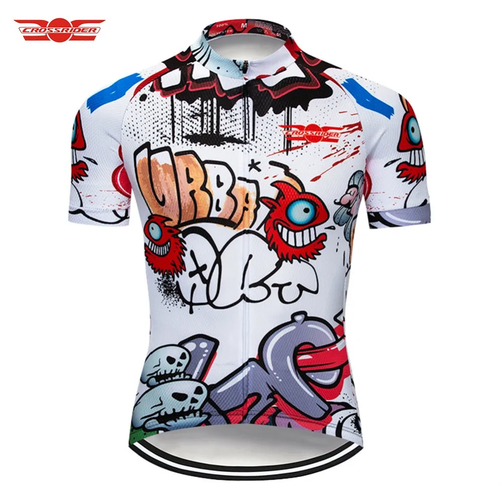 Crossrider Funny Cycling Jersey Bib Set MTB Clothing Bike Wear Bicyle Clothes Quick-Dry Short Cycling Maillot Culotte Suit
