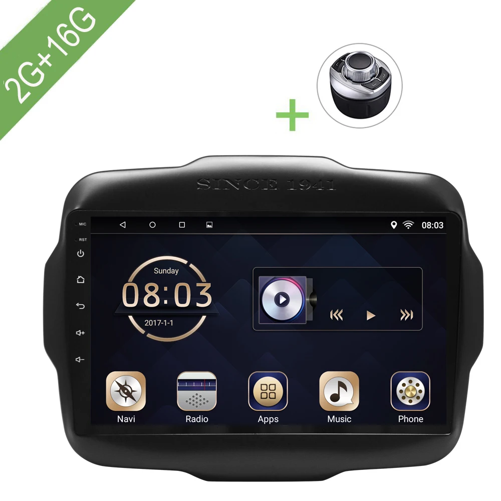 Cheap Car Multimedia player 1 Din Android 7.1 Car DVD For JEEP Renegade 2016-2018  9" 2G/16G touch screen Car Radio GPS 0