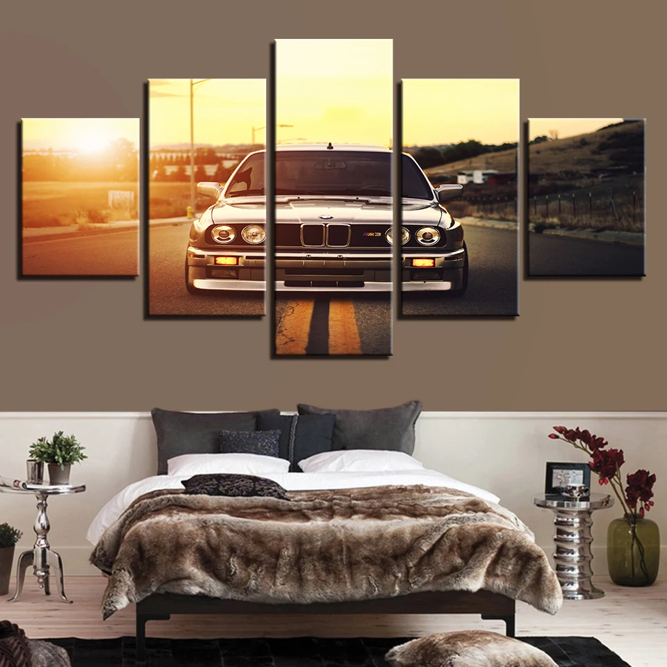 Online Farbe Gemälde Sport Auto Poster Lamborghini GTR BMW Wand 7 Kunst Rahmen Wohnkultur 5 Stück HD Druck Dekorative Bild zimmer