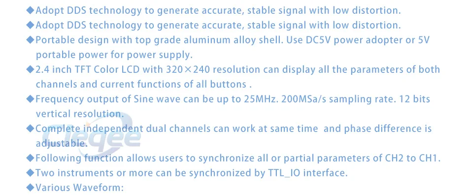 12 МГц произвольной формы двухканальный высокочастотный генератор сигналов 200MSa/s 100 МГц Частотомер