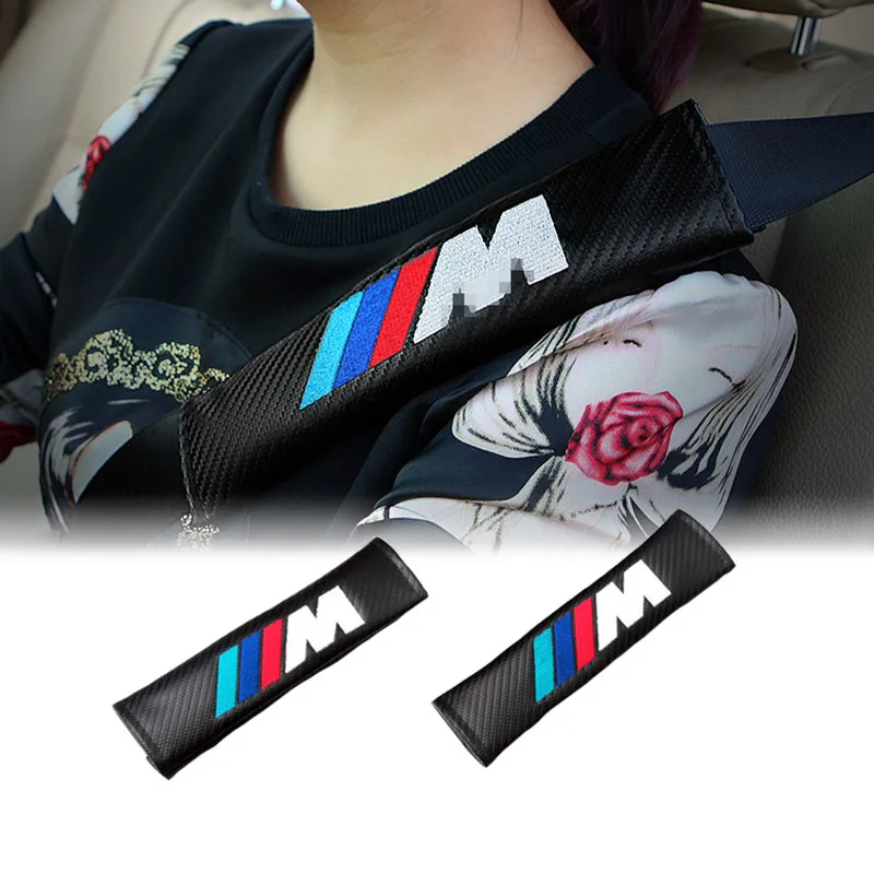 2P Carbon Fiber Seat Belt Cover Shoulder Pad fit for BMW M E90 E60 E39 E46 E36 E34 E83 E70 X5
