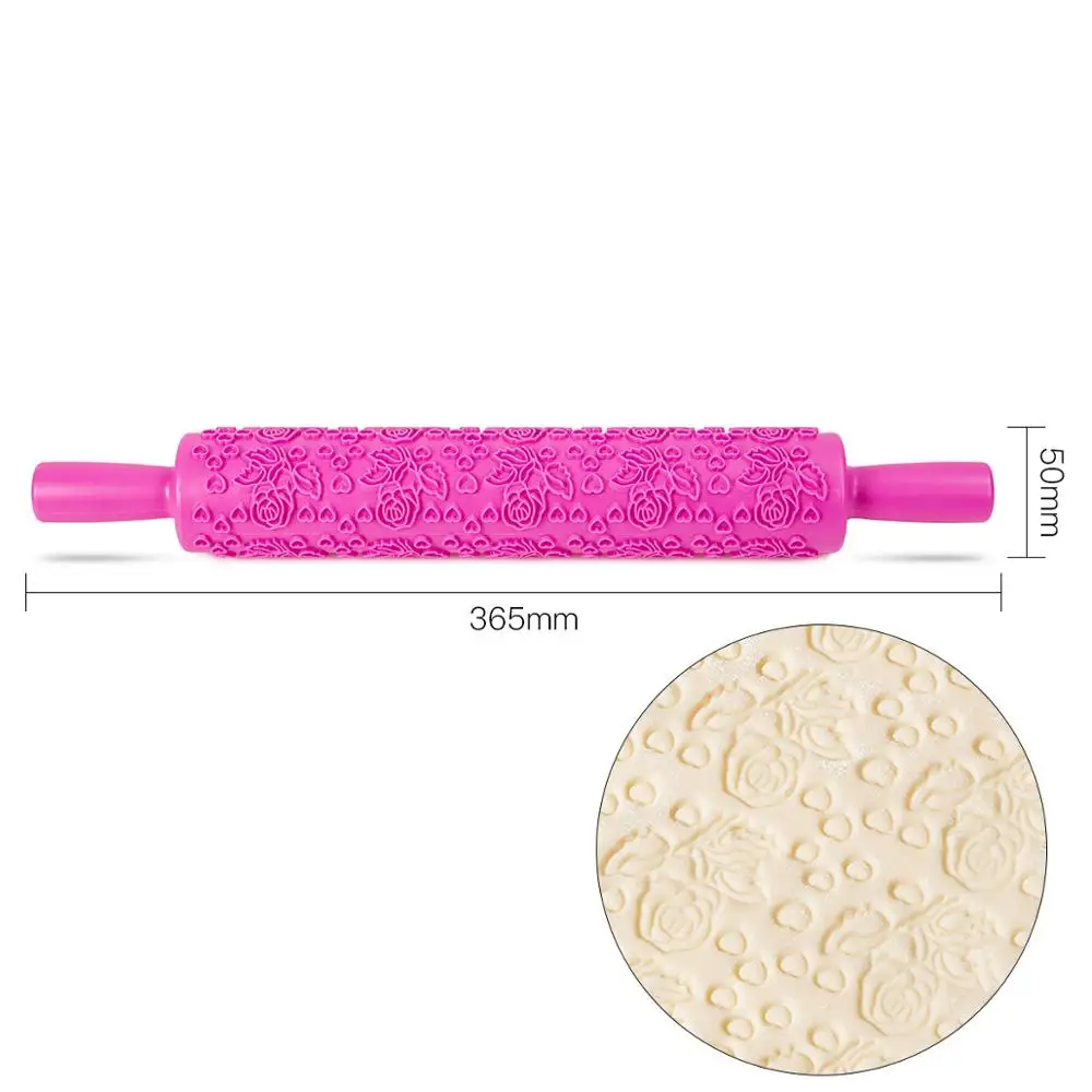 Pastic антипригарное помадка Скалка тиснение торт тесто ролик украшение торт ролик ремесла DIY кухонные инструменты для выпечки - Цвет: 11