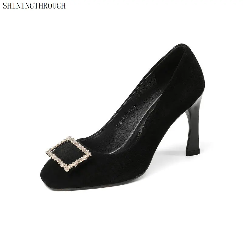 

2019 new woman Pumps autumn thin heel shoes ol high-heeled shoes female suede leather ultra high heels female shoes
