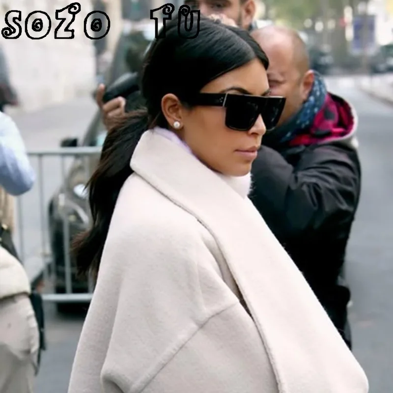 

SOZO TU Oversized Rivet Sunglasses Women Brand Designer Inspired Sunglasses Flat Top Glasses Vintage Kim Kardashian Sunglasses