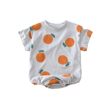 

Baby Lovely Fruit Happy Jumpsuits Clothes Korean Baby Bodysuit Cotton Lemon Short-sleeved Pack Fat Climbing Kids T-shirt