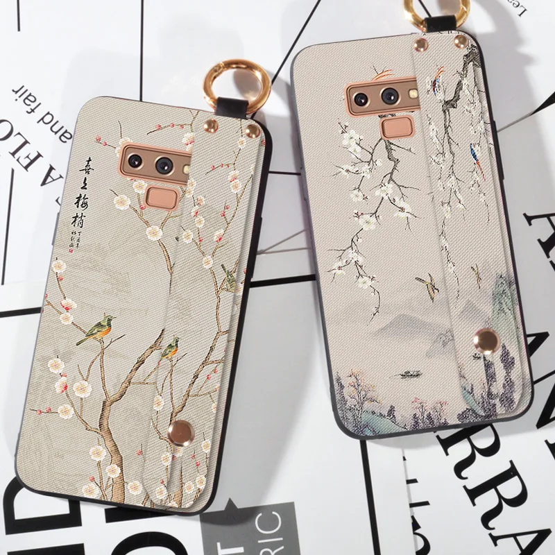 

3D Embossed Flowers Case For Samsung Galaxy Note 3 Neo N7505 Hand Cover Wrist Strap Cases For Samsung Note 4 Capa Stand Coque