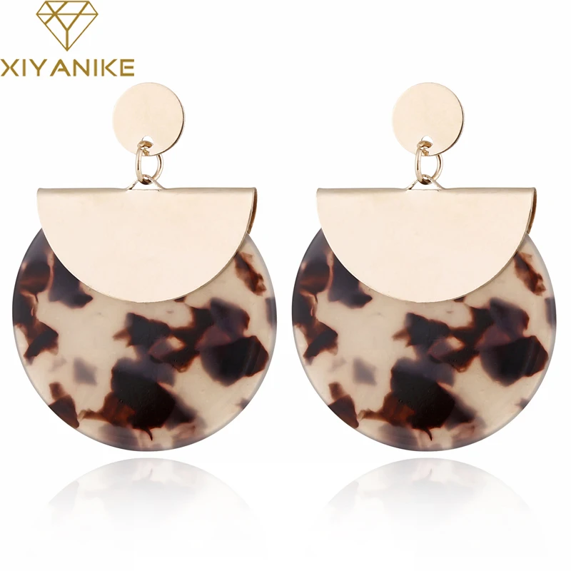 

XIYANIKE New Boho Acrylic Alloy Drop Earrings Women Bijoux Geometric Round Dangle Earrings Statement Fashion Female Jewelry E105