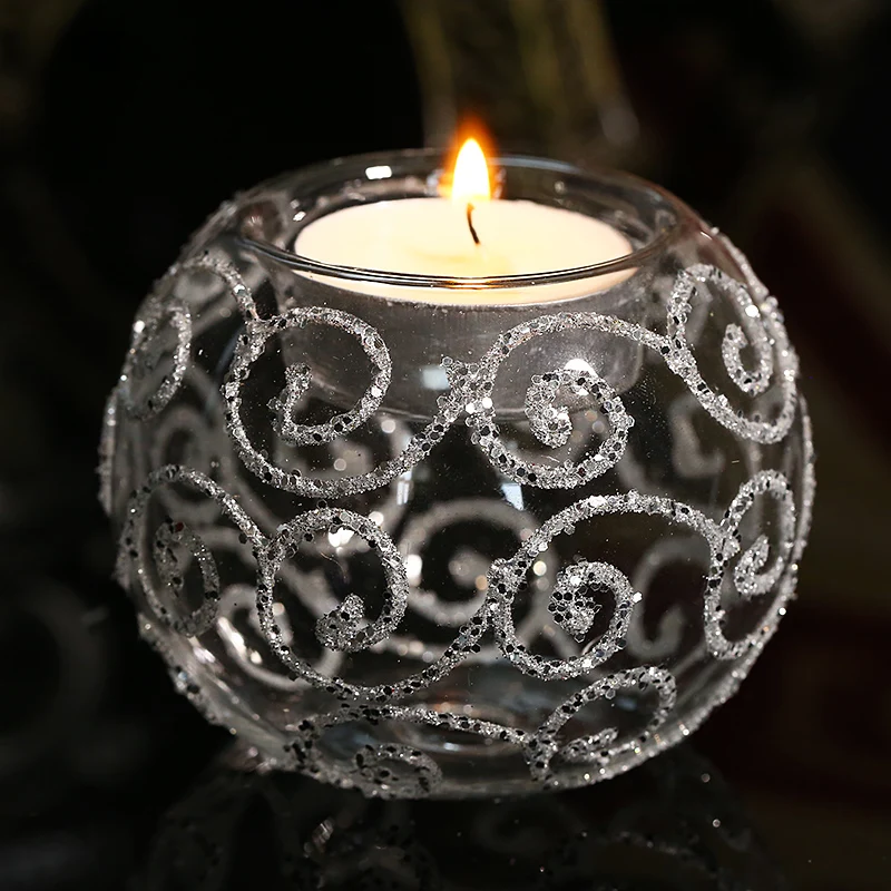 8cm Round Table Candle Holder Bling Bling Wedding centerpiece Glass