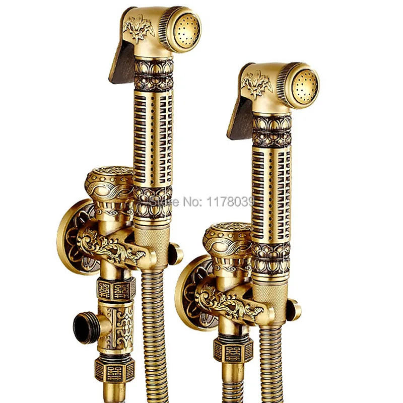 European style antique copper toilet spray gun set,wall mounted brass