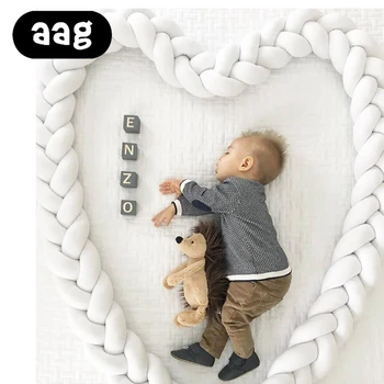

AAG Knot Design Baby Bed Bumper Plush Newborns Handmade Weaving Rope Knot Crib Pad Protection Infant Room Decor Soothing Toy new
