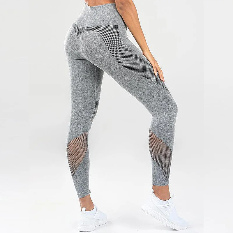 

High Waist Sport Legging Mesh Seamless Yoga Pants Gym Shark Push Up Fitness Training Tights Sexy Sports Wear Running Pants