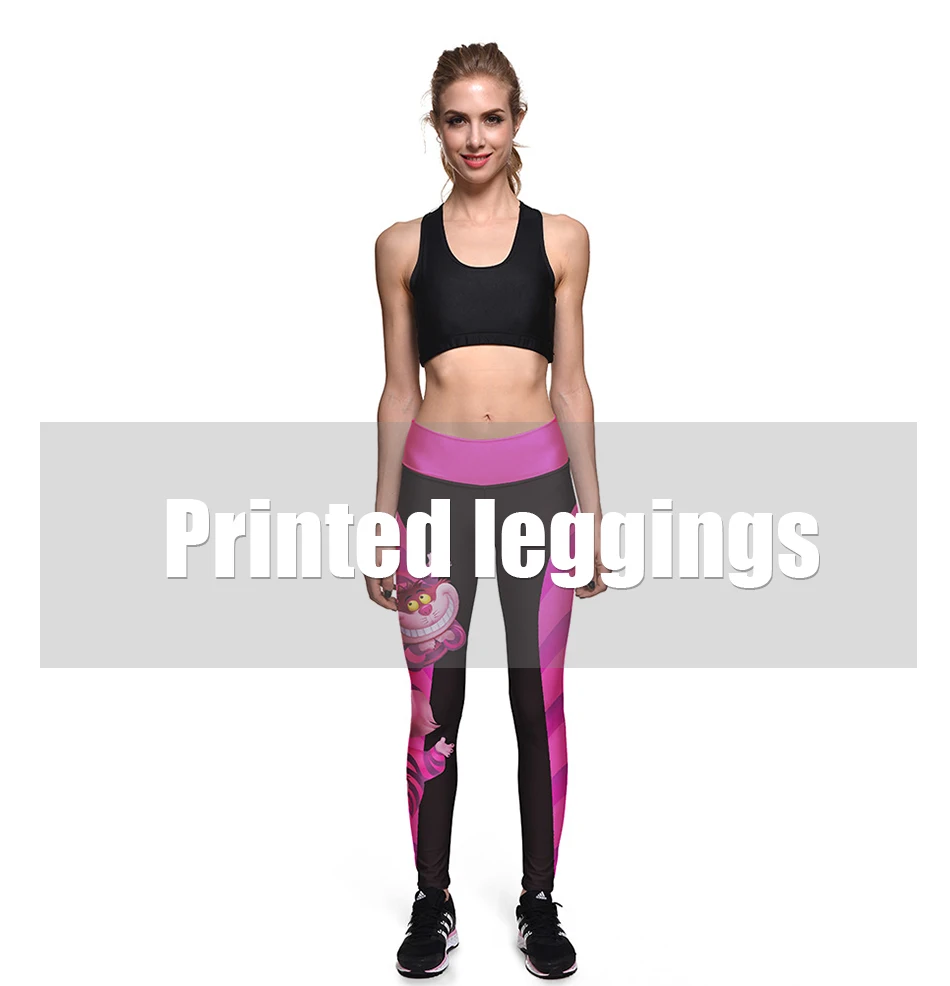 [You're My Secret] Halloween Women Leggings High Waist Silm Fitness Leggins Alice In Wonderland Smile Cat Digital Print Pants seamless leggings