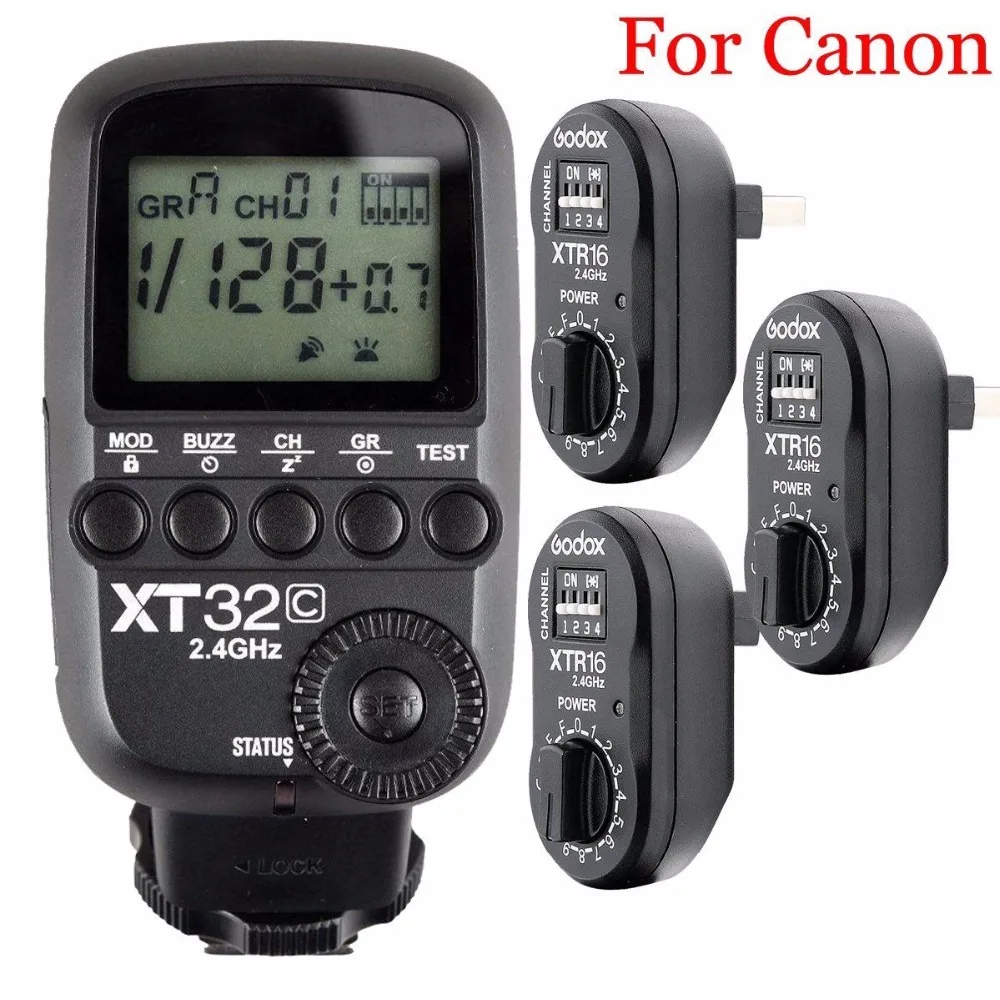 

Godox XT32C 2.4G 1/8000s Flash Trigger for Canon+ 3pcs XTR-16 for AD180 AD360II