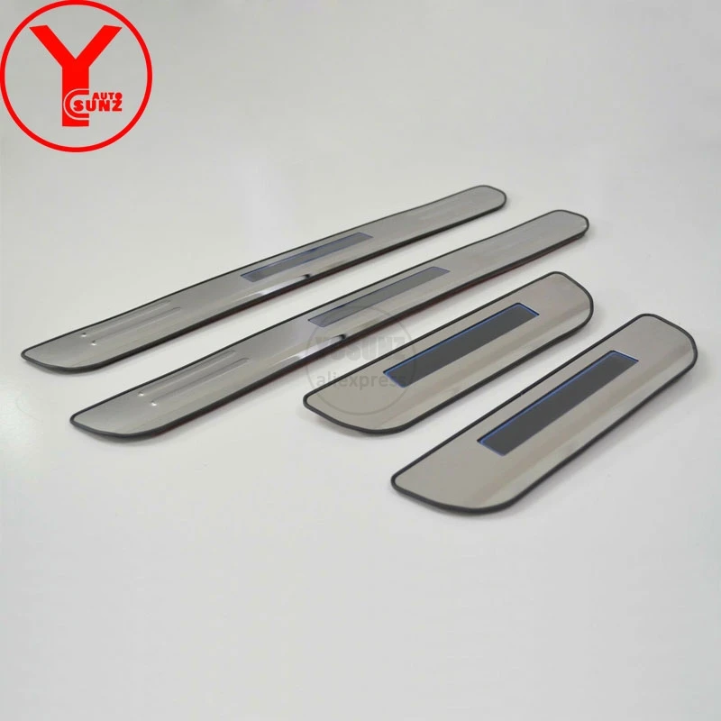 

car side door sill with led For mitsubishi outlander 3 accessories 2016 2017 2018 2019 styling stainless steel door sill YCSUNZ