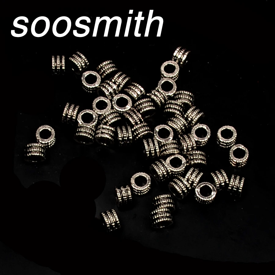 Бусины разделители soosmith из античного серебра круглые металлические бусины с