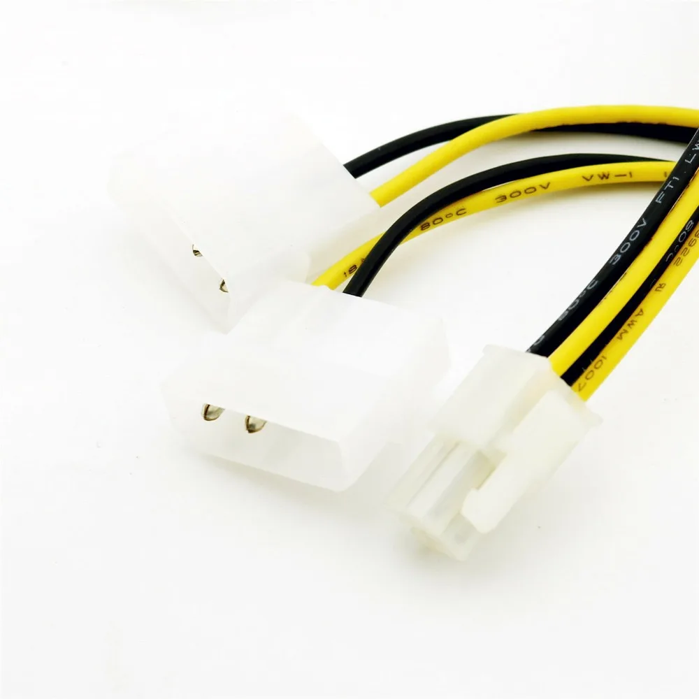 2 шт. ATX 4 Pin Female 12 В CPU PSU к двойному Male Molex Внутренний ПК адаптер питания
