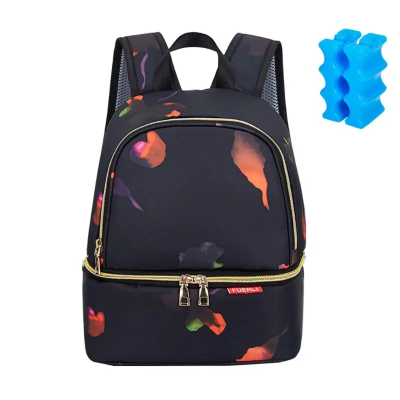 

Insulated Breastmilk Cooler Bag Breast Case Waterproof Double Layer Bottle Lunch Tote Diaper Bag Backpack with Empty Ice Bottles