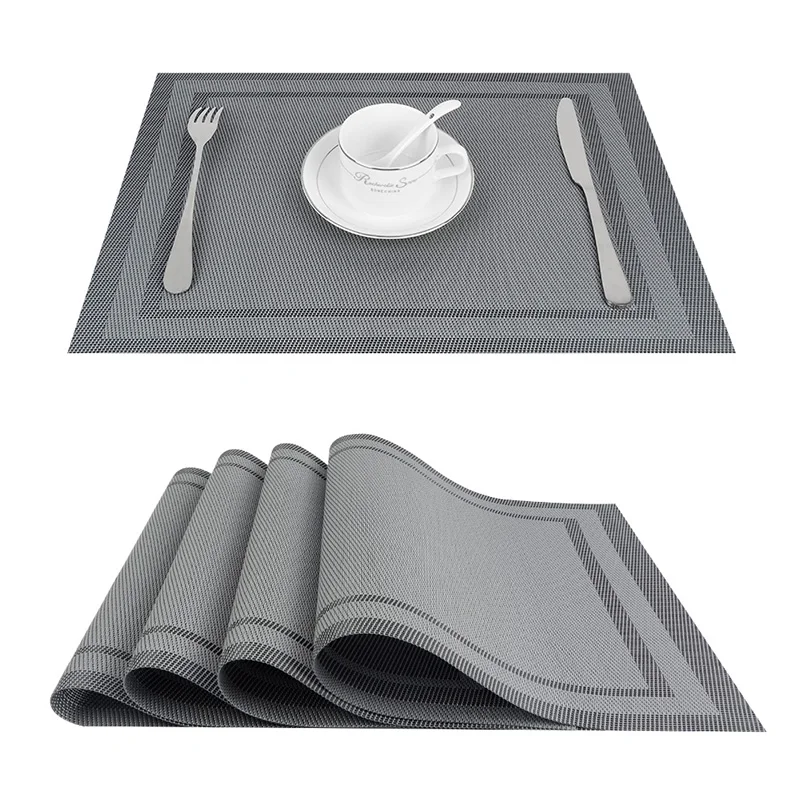 Set of 4 PVC Vinyl Placemats for Dining Table Runner Linens place mat in Kitchen Accessories Cup