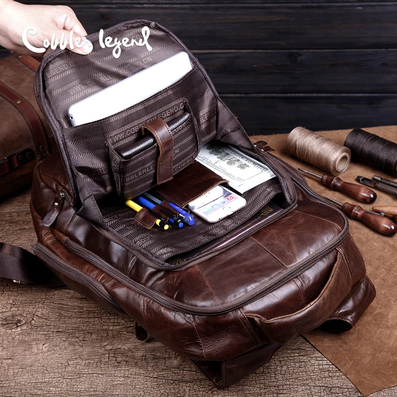 Cobbler Legend бренд 2019 Ретро стиль back pack очаровательная натуральная кожа Подростковая