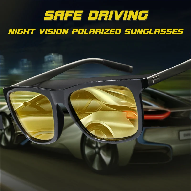 Square HD Night Vision Car Driver Glasses Men Goggles yellow Driving Glasses Women Polarized