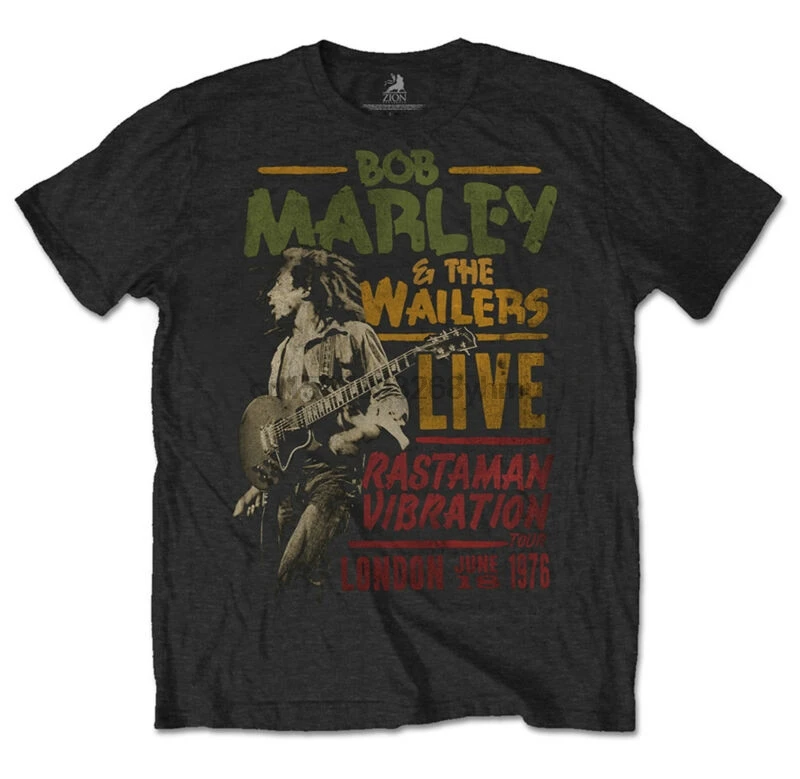 

Bob Marley Black T-Shirt Rasta Man Vibration Tour 1976 Unisex Reggae Music Merch