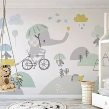 Beibehang Индивидуальный размер эко 3d обои милый слон велосипед хомяк облако ребенок фон papel де parede обои домашний декор