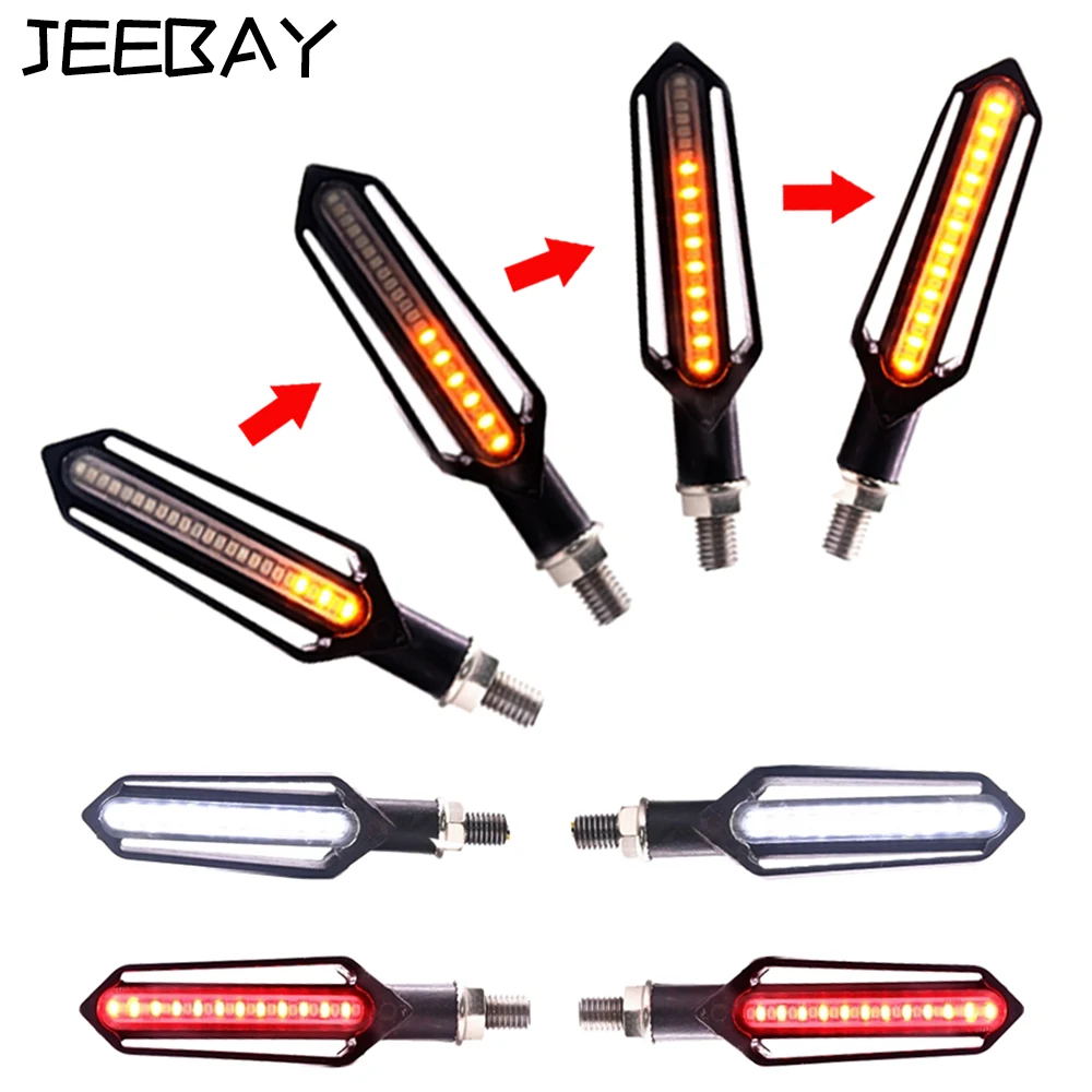 

JEEBAY Flowing Water Lighting Turn Signals Motorcycle Flasher Blinker Led Motorcycle Turn Signals Brake Lamp DRL