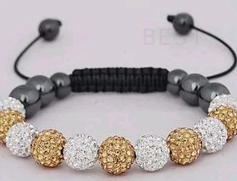 

New Style!10mm Mixed disco Ball Beads Bangles FRDG Men Bracelet jewelry wholesale crystal