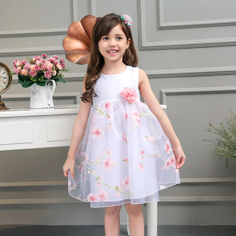 

New 2016 summer children's clothing printing gauze princess children dress girls dress high quality baby girls summer dress