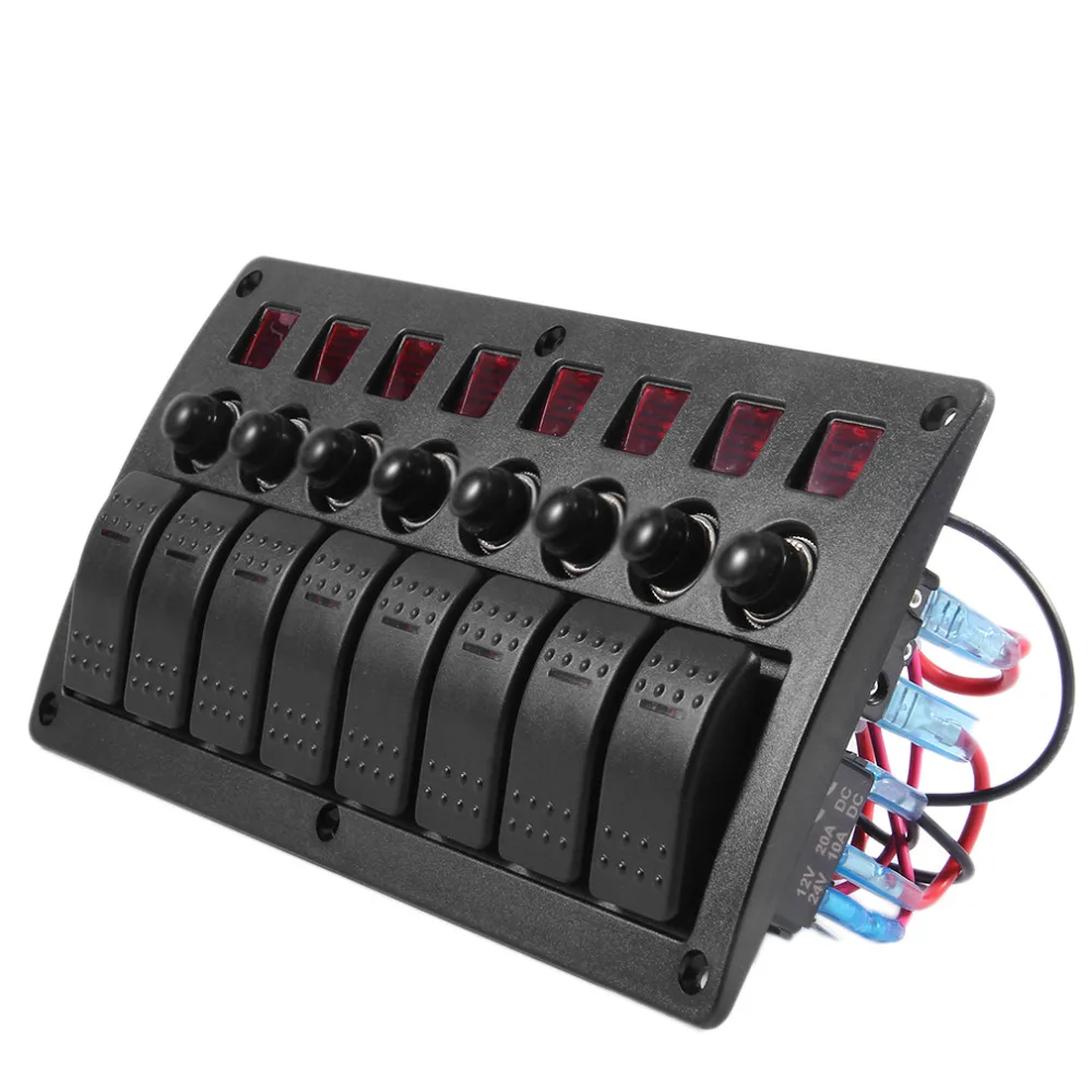 

120-260W Automotive 3PIN With Light 8-Band Lens Combination Panel Switch Home Use Waterproof IP65 Car-Styling Drop Shipping
