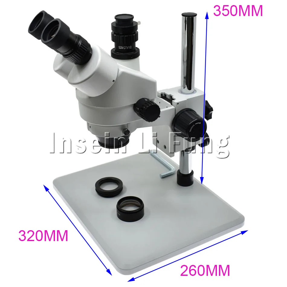 

Big Base Trinocular Industrial Stereo Microscope 3.5X-90X Binocular Continuous Zoom Magnification LED Lights Dust-proof Mirror